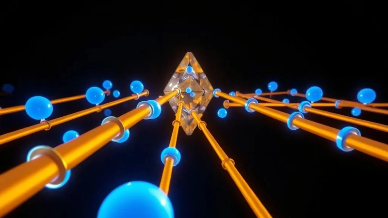 A minimalist abstract 3D illustration of a sophisticated data pipeline: glowing blue spheres representing data packets f
