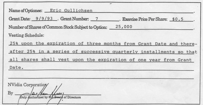 NVIDIA stock option grant, 9/9/93: