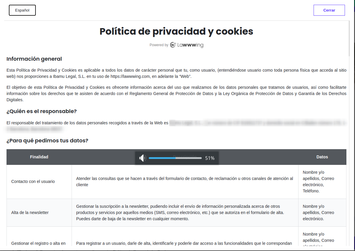 Política de privacidad integrada
