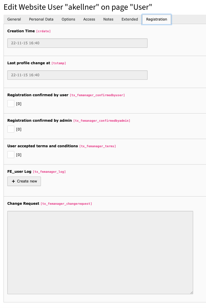 User log