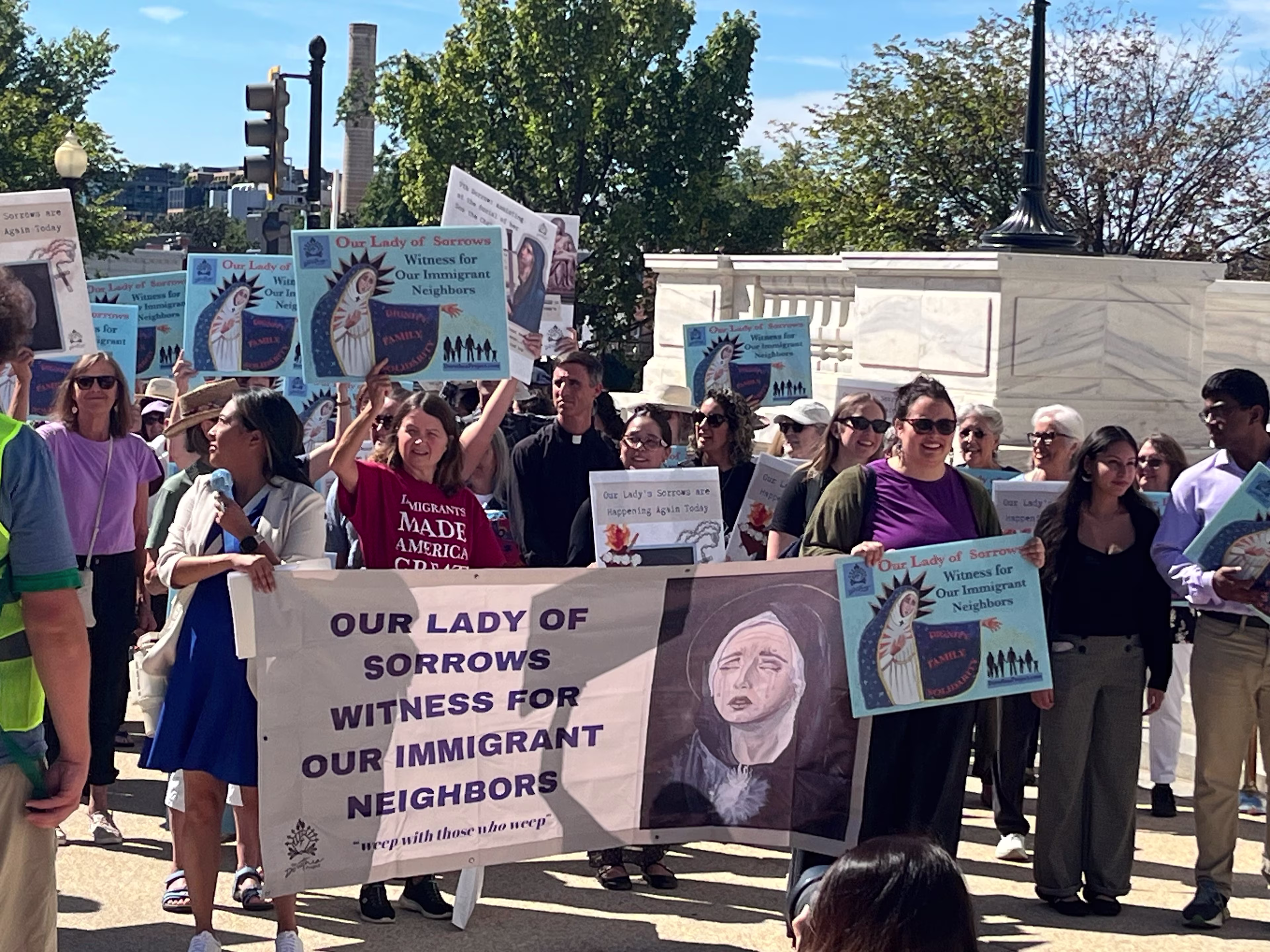 Catholics gather for a procession in Washington, D.C., to show solidarity with migrants on Sept. 15, 2026, organized by the Dorothea Project. | Credit: Tyler Arnold/EWTN News