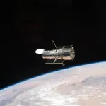 Photograph of Hubble orbiting the Earth