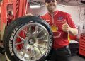 Brodie Kostecki showcases the signed wheel and tyre. Image: Supplied