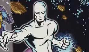 silver surfer the animated series, silver surfer clenching his fist in space