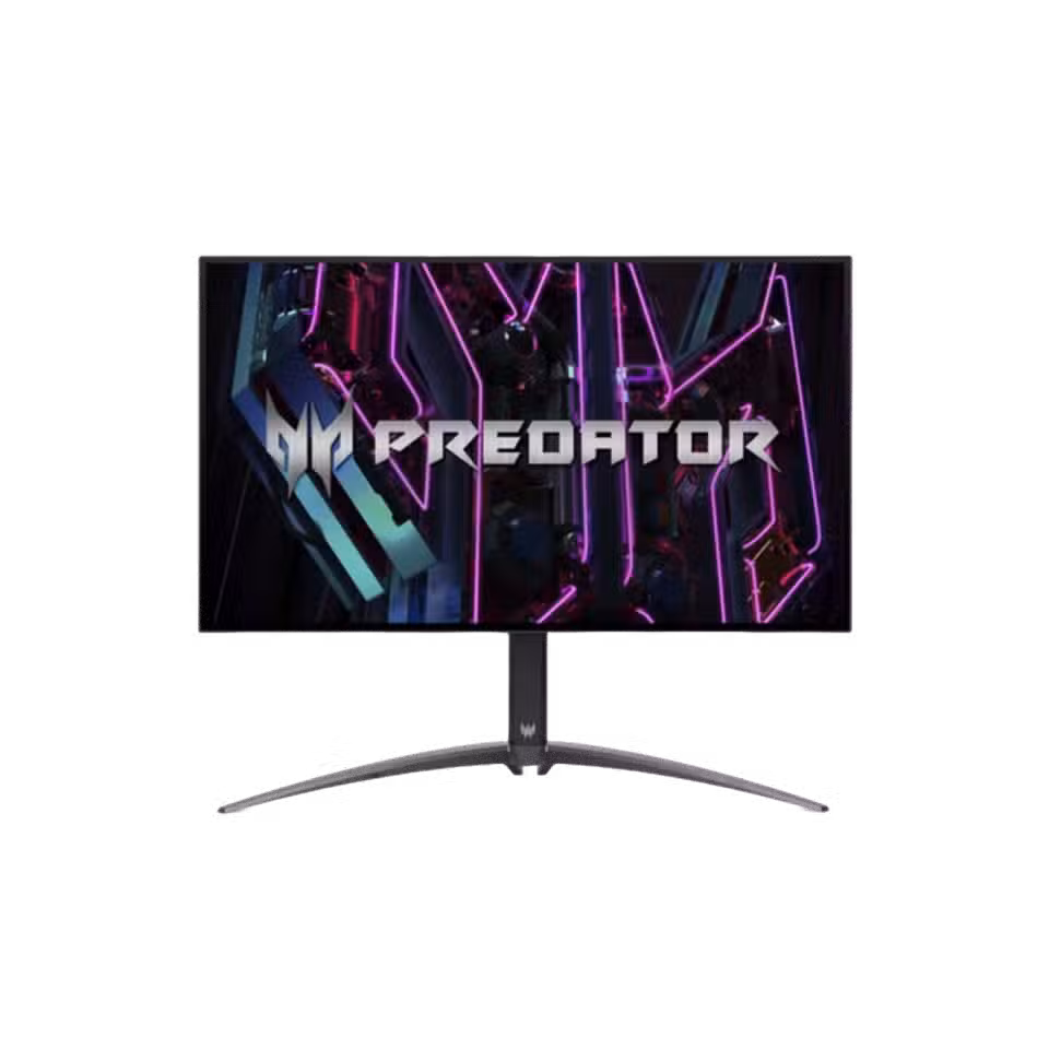 A render of the Acer Predator X27U OLED gaming monitor on a transparent background.