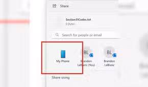 The My Phone share icon