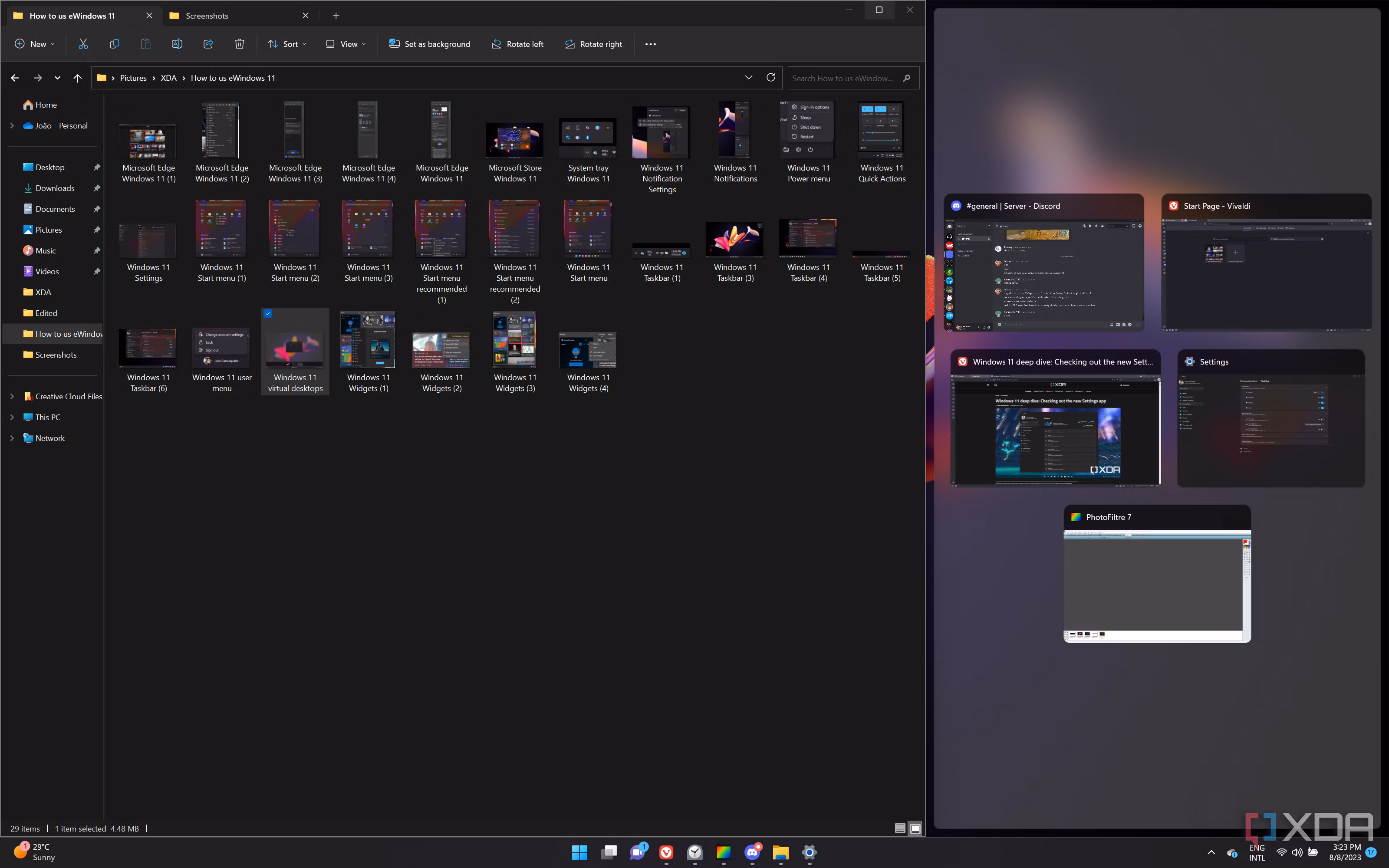 Screenshot of Windows 11 showing suggestions to complete a Snap Layout after snapping the first app