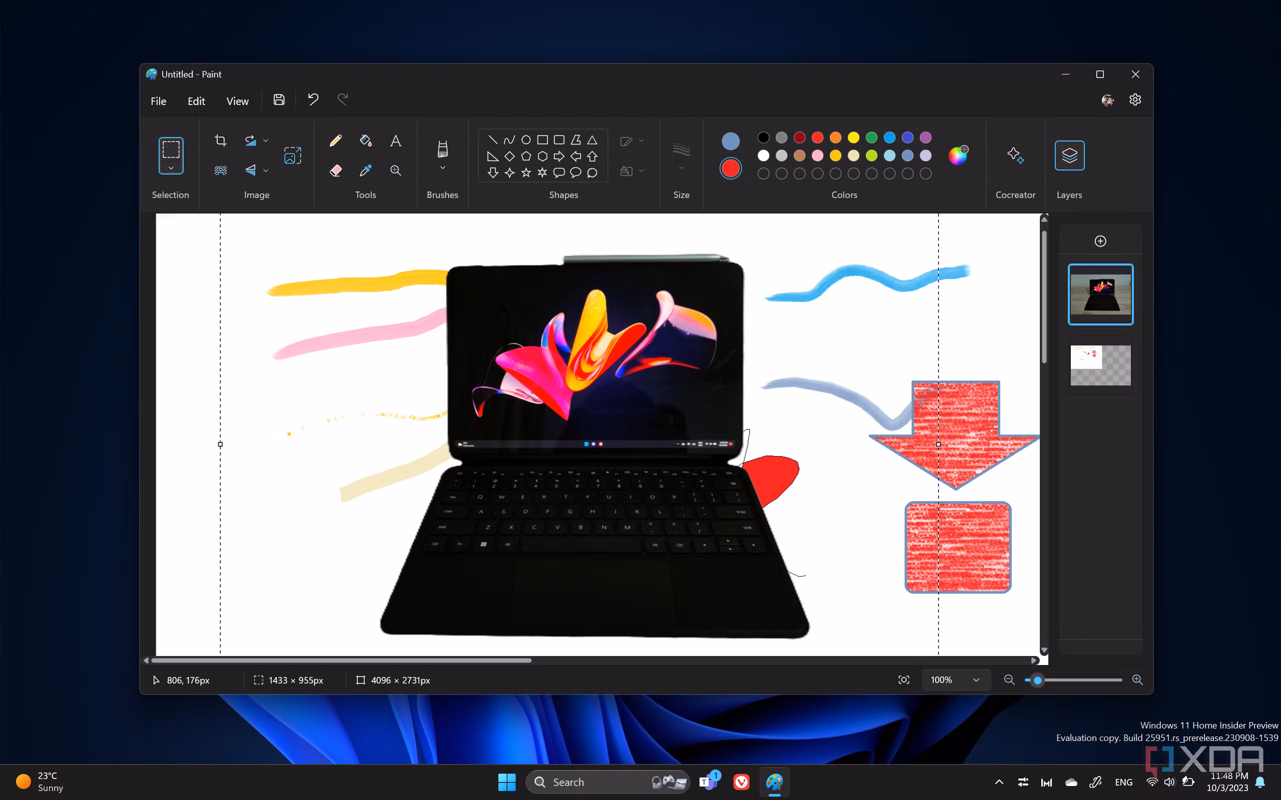 Screenshot of a Windows 11 desktop with the Paint app running