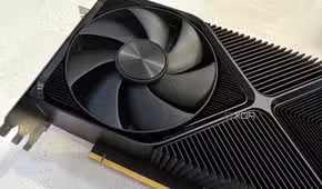 nvidia geforce rtx 4080 super fe closeup to show the large fan near the io shield