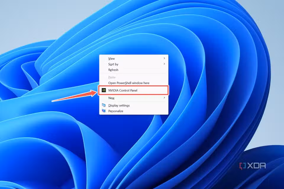 The procedure to open the Nvidia Control Panel on Windows 11