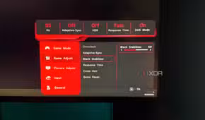 Monitor OSD showing black stabilizer
