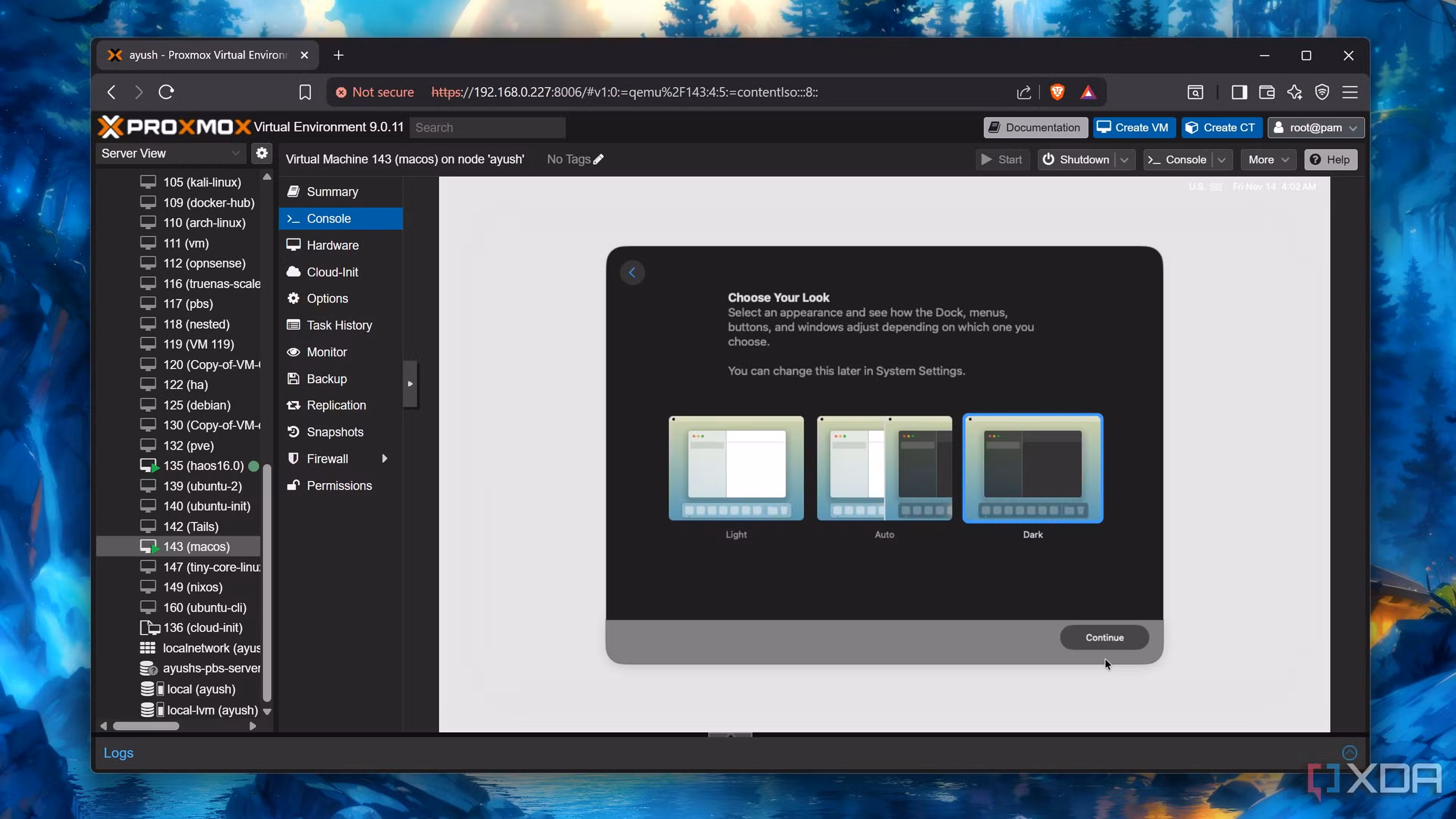 Choosing the Dark Mode in the macOS config wizard