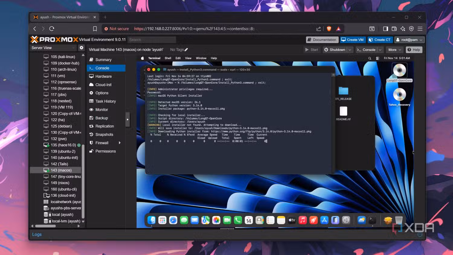 Executing commands on a macOS VM