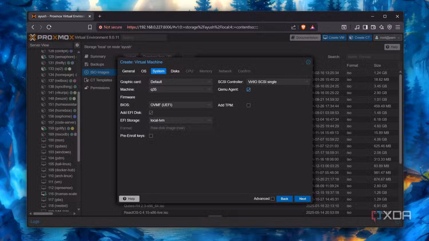 Adding the System details for the macOS VM on Proxmox