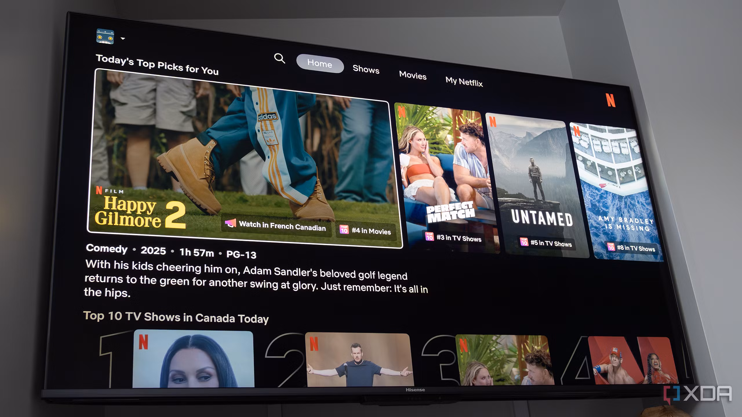 The Netflix app on a Hisense TV