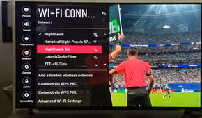 Wi-Fi connections page on LG OLED