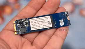 optane ssd stick in hand