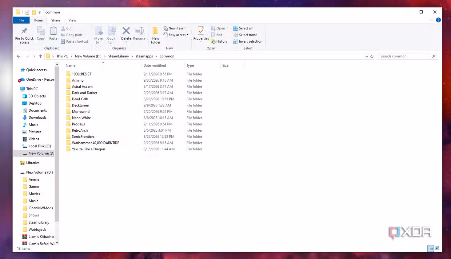 A view of my Steam library on an external SSD