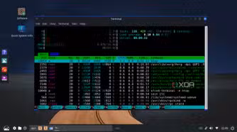 screenshot of mx linux fluxbox htop