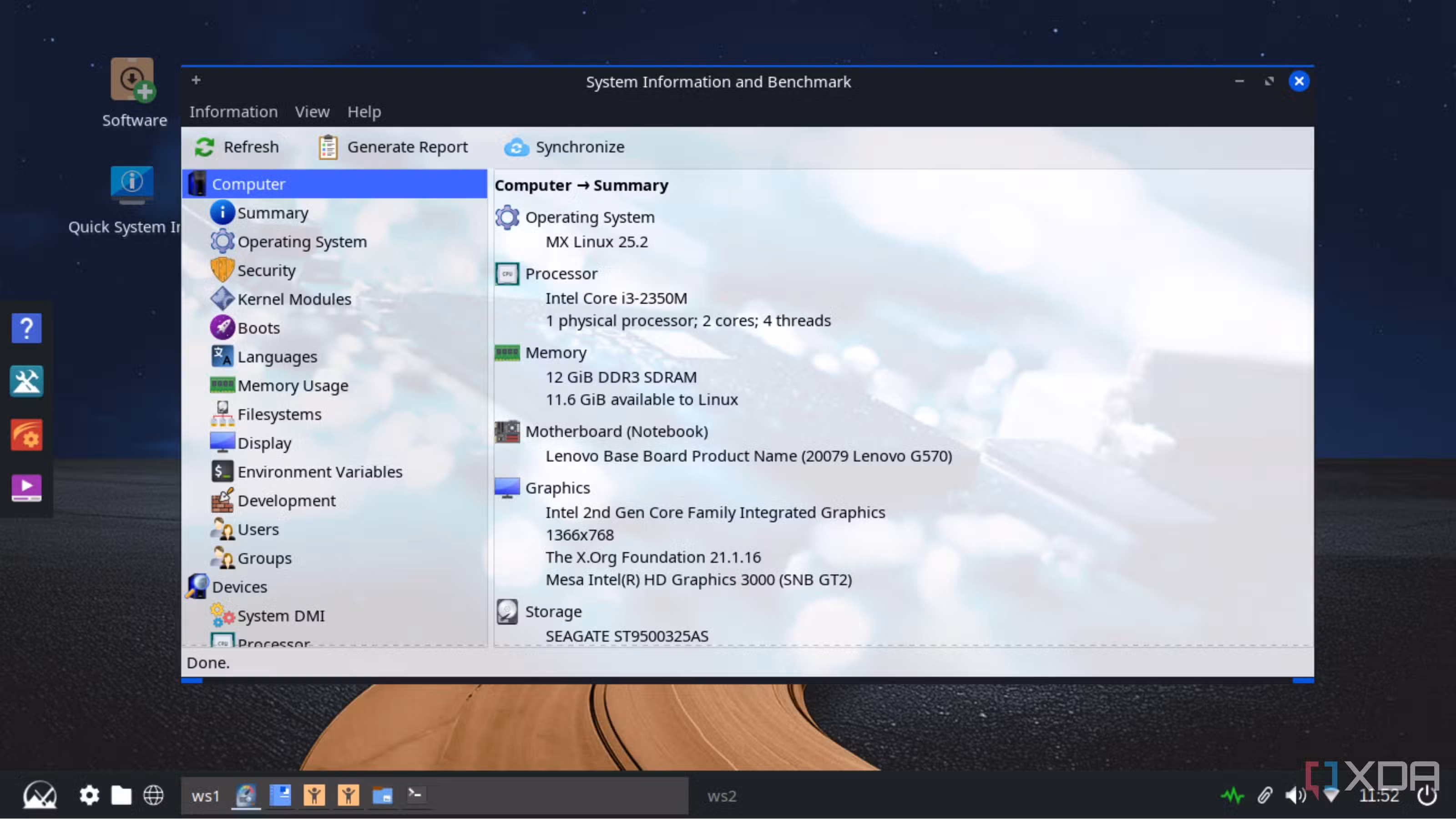 screenshot of mx linux fluxbox sysinfo