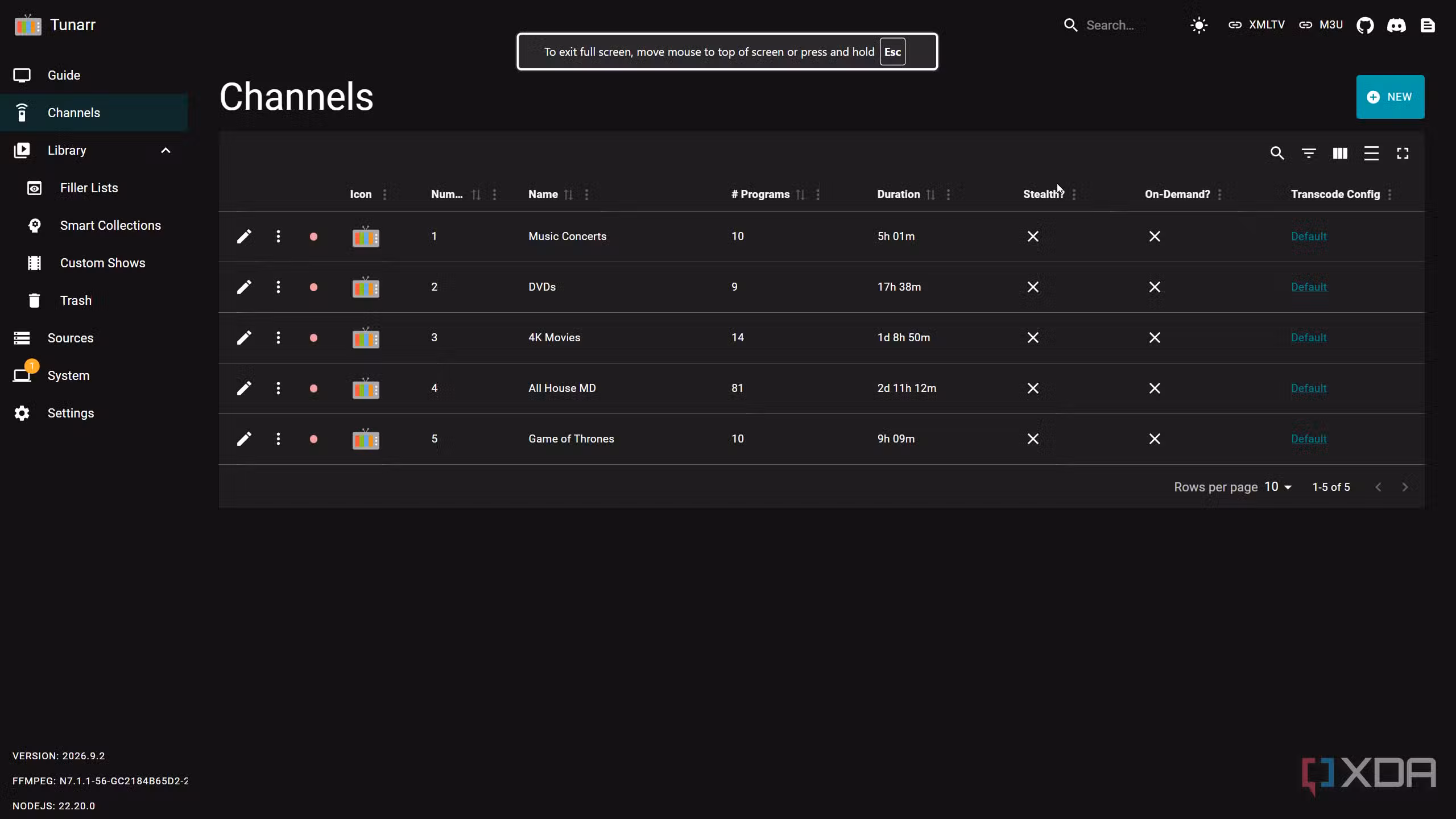 Tunarr Stations Created