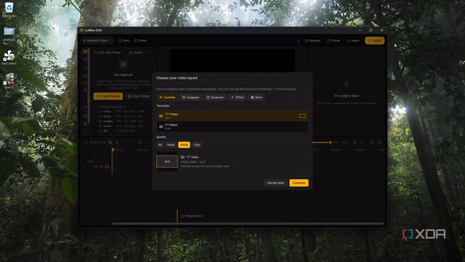 CutWire Drift about to choose video layout