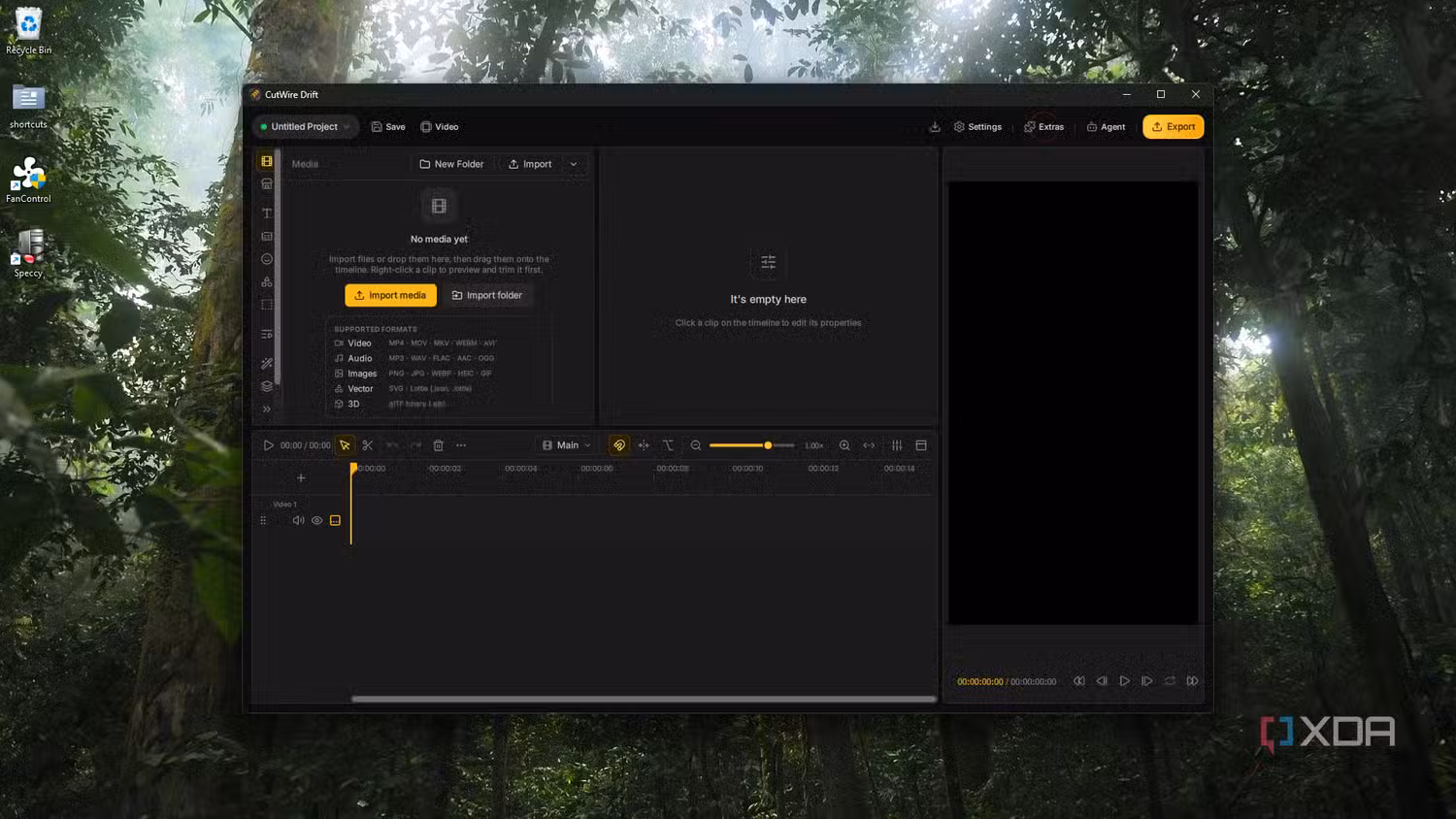 CutWire Drift blank workspace with media import