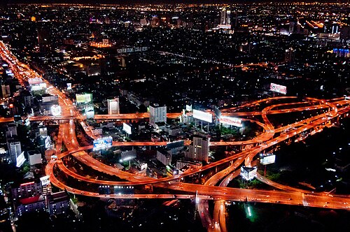 A motorway interchange in Makkasan, Bangkok