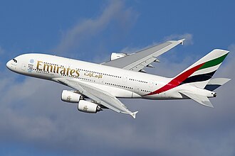 Een Airbus A380 van Emirates
