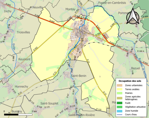 Carte en couleurs présentant l'occupation des sols.