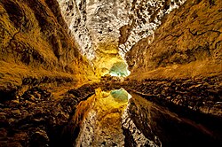 Third place: Cueva de los Verdes, Canary Islands, Spain. Reflection on water. (POTD) Luc Viatour (Lviatour)