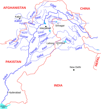 সিন্ধু নদী অববাহিকার মানচিত্র