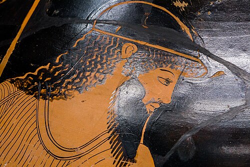 Boreas detail from an Attic red figure pointed amphora.