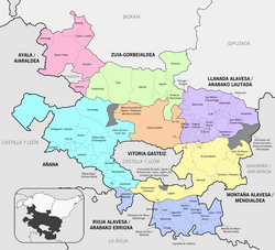 Map of the province of Araba/Álava with its municipalities