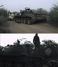 Tank captured by Islamic Courts Union fighters during the 2006 Ethiopian invasion of Somalia