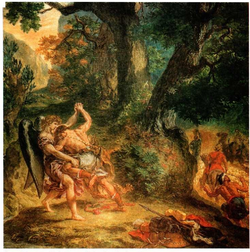 Eugène Delacroixen «Jakob, aingeruarekin borrokan» koadroa, 1861ean margotua.