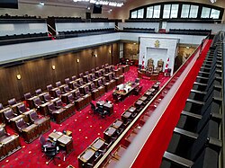 The Senate of Canada sits in the Senate of Canada Building in Ottawa