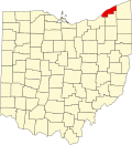 Localização do Map of Ohio highlighting Lake County