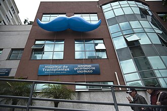 Hospital públic de Brasil amb un bigoti al·legòric.