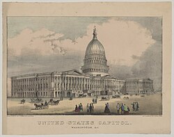 Historical 1872 hand-colored lithograph panorama of Washington, D.C.