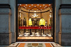 Prada window display at Galleria Vittorio Emanuele II in Milan, Italy