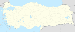 Mapa konturowa Turcji, blisko lewej krawiędzi znajduje się punkt z opisem „Izmir”