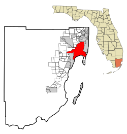 Localizare în Comitatul Miami-Dade și statul Florida