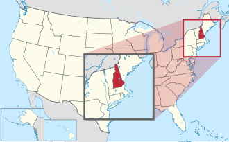 Karte der USA, New Hampshire hervorgehoben