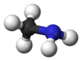 Ball and stick model of methylamine
