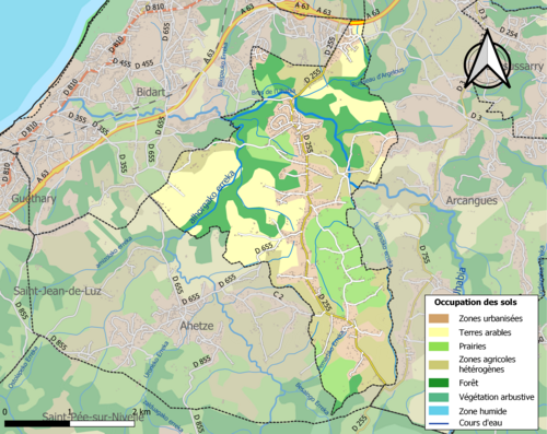 Carte en couleurs présentant l'occupation des sols.