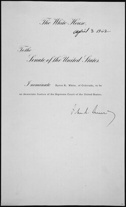 John F. Kennedy's letter to the Senate nominating White to the Supreme Court