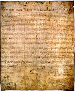 Die Originalurkunde der Unabhängigkeitserklärung der Vereinigten Staaten