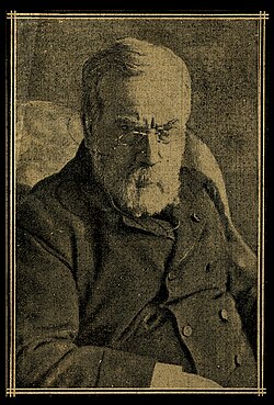 Fotogravura de Sacha Guitry caracterizado como Louis Pasteur.