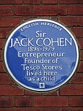 Image 1Plaque in London commemorating Jewish entrepreneur Sir Jack Cohen who in 1919 founded Tesco, the largest supermarket chain in the UK. (from Entrepreneurship)